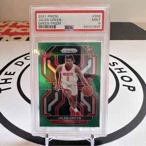 2021 PANINI PRIZM JALEN GREEN - GREEN PRIZM PSA 9 MINT NBA ROCKETS ROOKIE